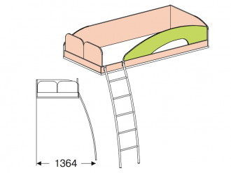 Кровать верхняя - 147710 с лестницей СЛЕВА