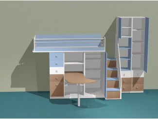 Набор мебели из кровати-чердака, стола, лестницы и 2-х шкафов - Силует - (скидка 45%)
