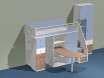 Кровать-чердак со столом, с лестницей и с 2-мя шкафами - Силует - со скидкой