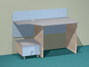Письменный стол с задней стенкой и с вырезом в столешнице СЛЕВА - СФ-267205