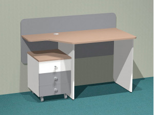 Письменный стол с задней стенкой и с вырезом в столешнице СЛЕВА - СФ-267205