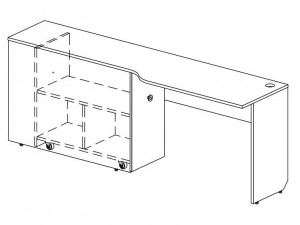 Компьютерный стол с тумбой, для 2-х ярусного блока, ПРАВЫЙ - СФ-267514