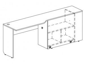 Компьютерный стол с тумбой, для 2-х ярусного блока, ЛЕВЫЙ - СФ-267515